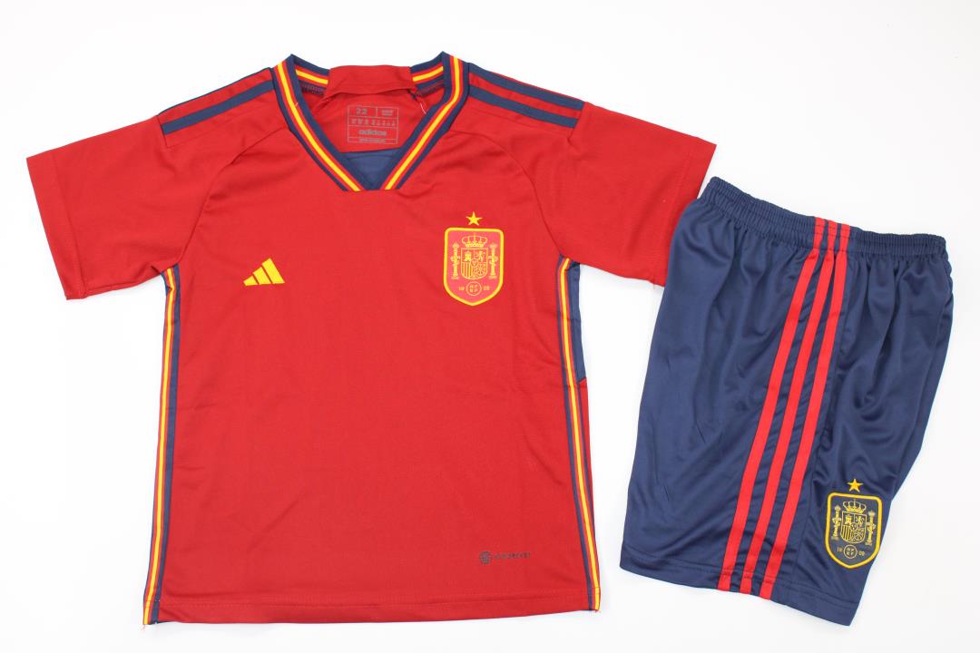 Kids-Spain 2022 World Cup Home Soccer Jersey